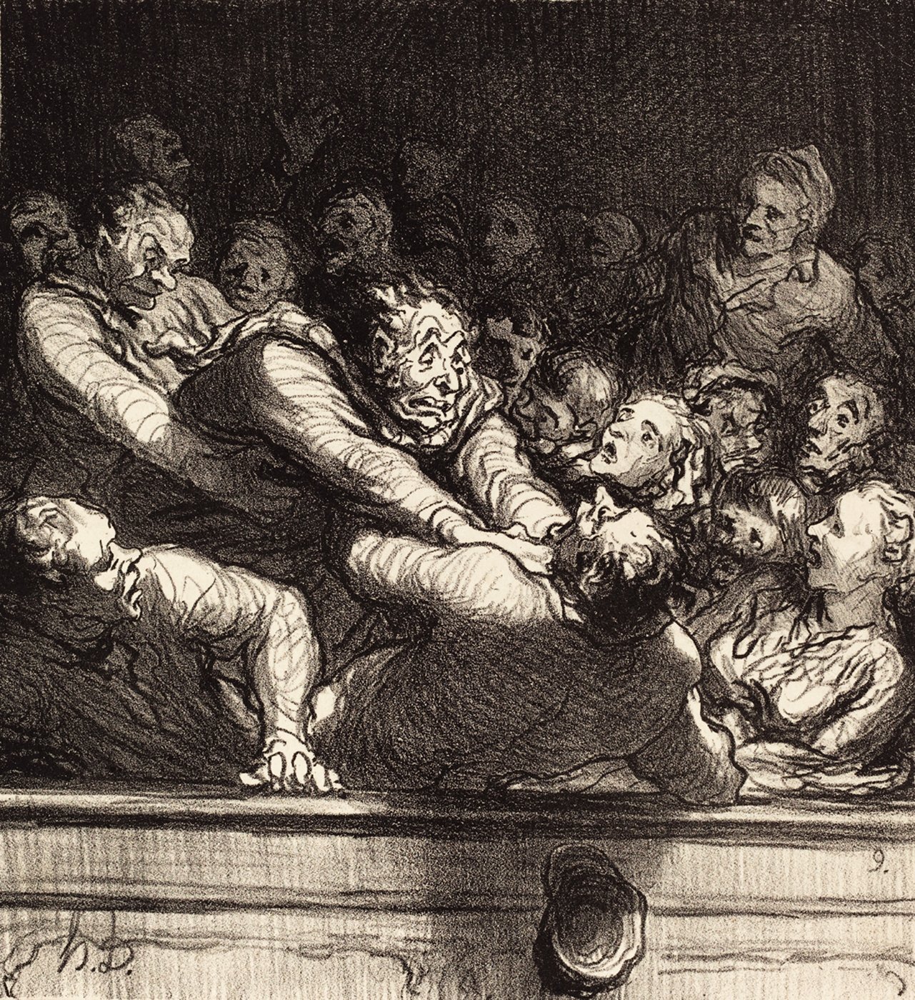 Honore Daumier A Literary Discussion In The Second Gallery Published In Le Charivari 1864 Lithograph