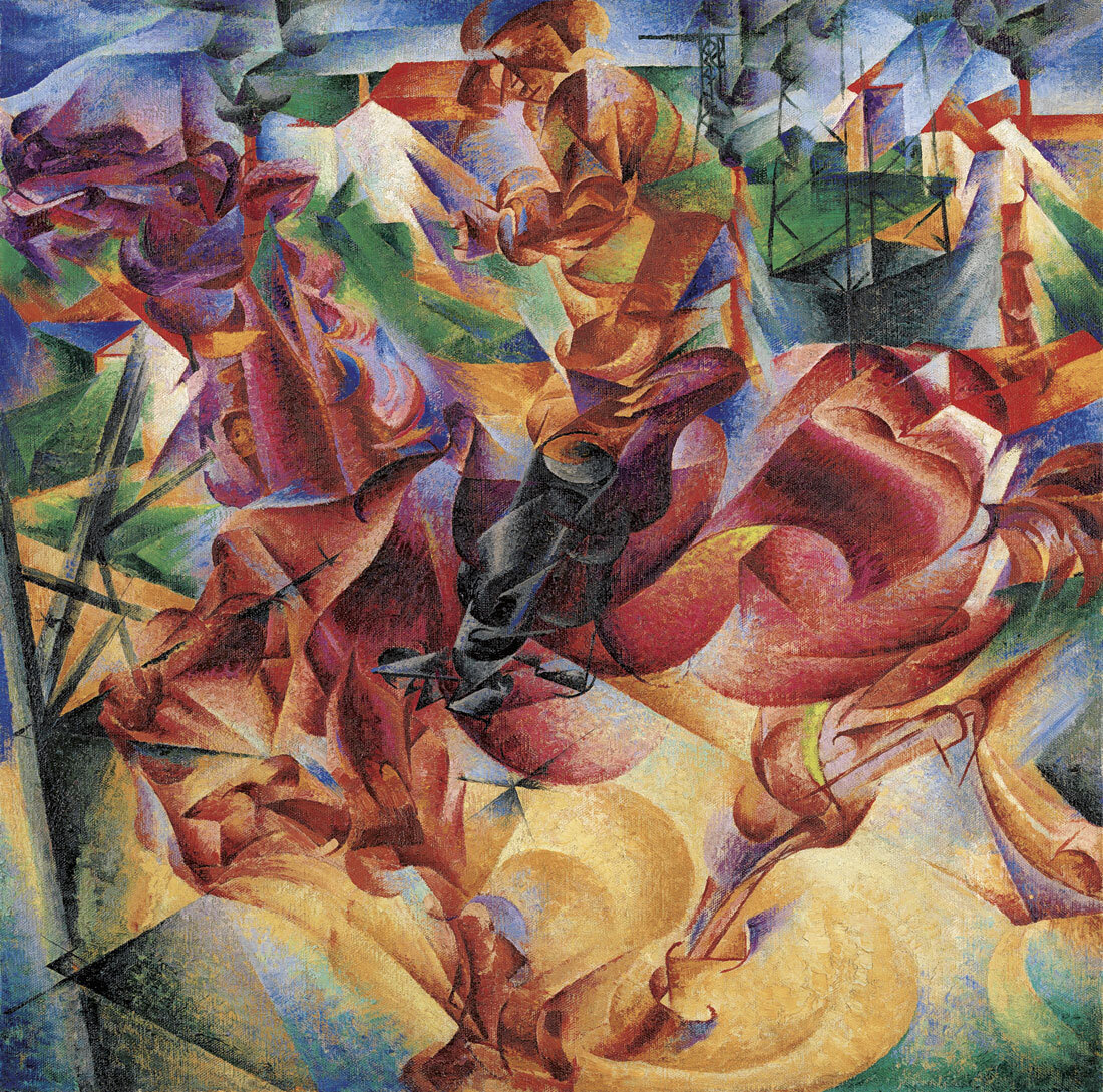 Umberto Boccioni 1912 Elasticity Elasticità Oil On Canvas 100 X 100 Cm Museo Del Novecento