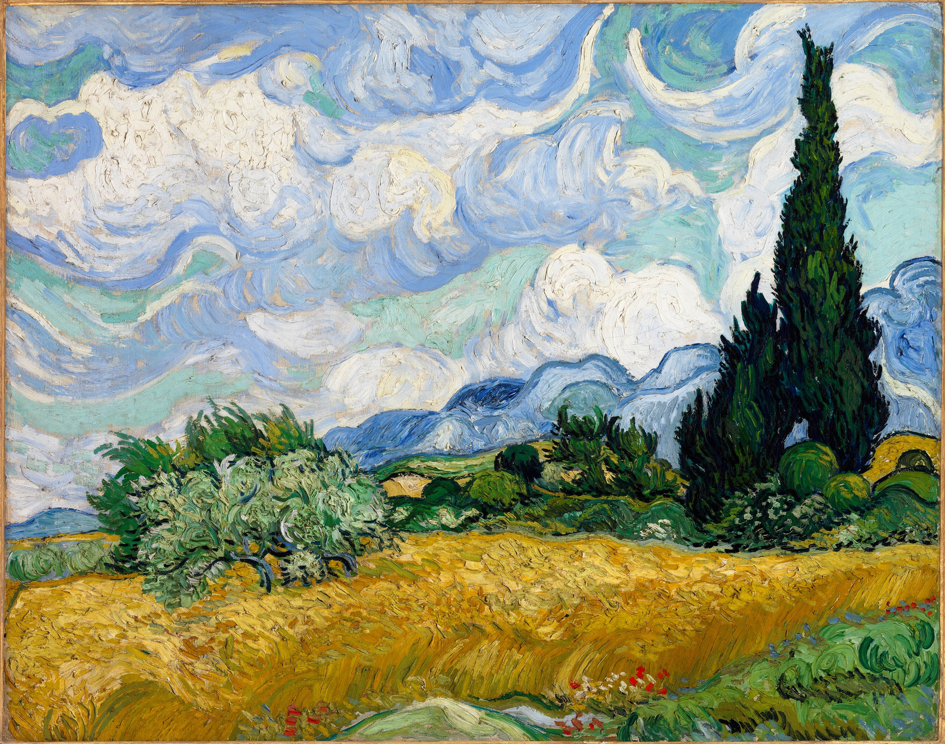 Wheat Field with Cypresses, Vincent van Gogh, 1889