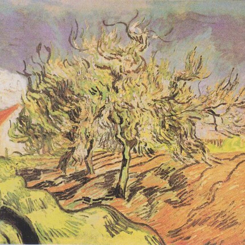587Px Van Gogh  Landschaft Mit Drei Bäumen Und Häuschen