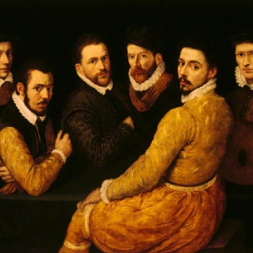Bartolomeo Passarotti 1529 1592 Attributed To  A Group Of Six Men Including A Self Portrait  872158  National Trust