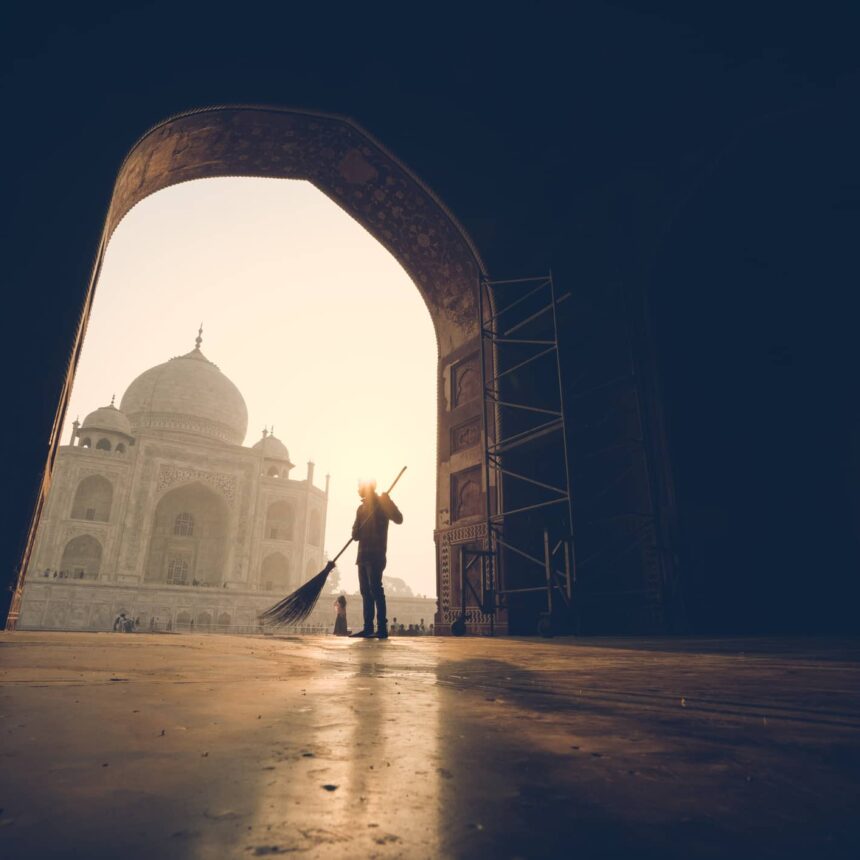 Morning Sweep at the Taj Mahal