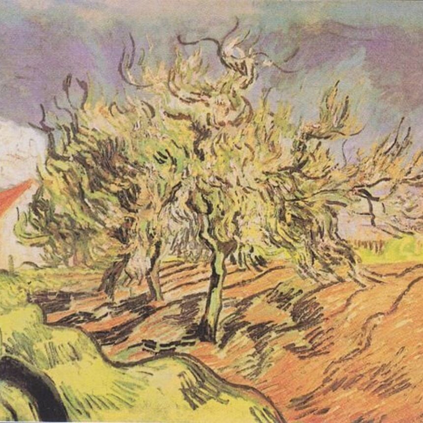 587Px Van Gogh  Landschaft Mit Drei Bäumen Und Häuschen